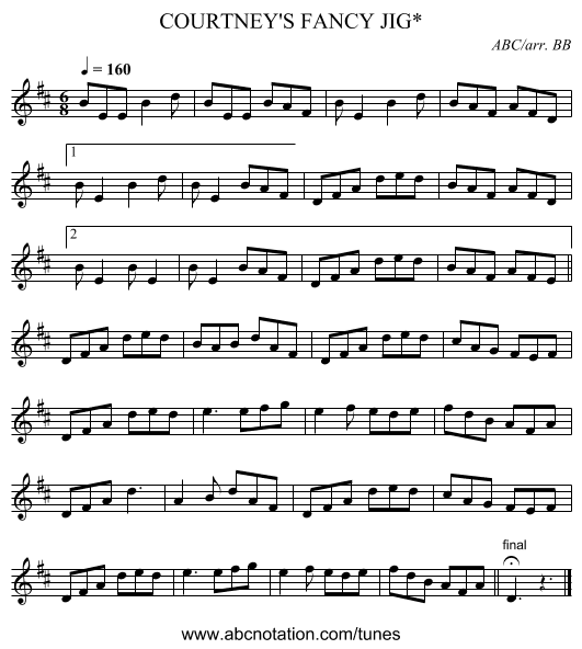 COURTNEY'S FANCY JIG* - staff notation