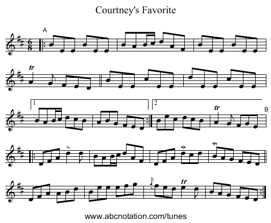 Courtney's Favorite - staff notation