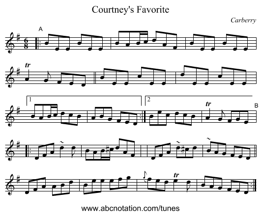 Courtney's Favorite - staff notation