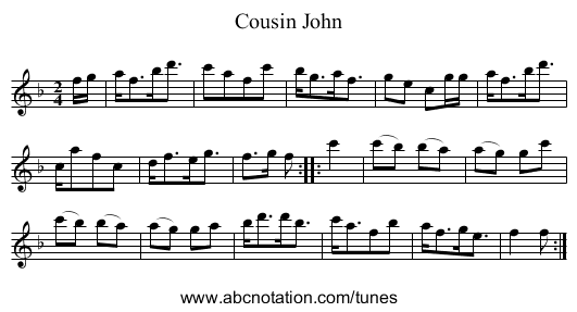Cousin John - staff notation