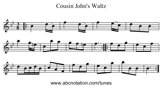 Cousin John's Waltz - staff notation