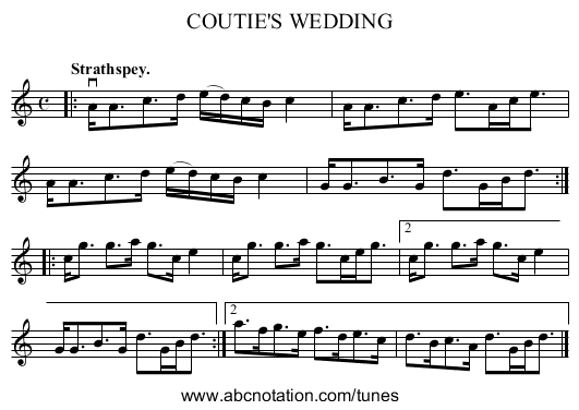 COUTIE'S WEDDING - staff notation