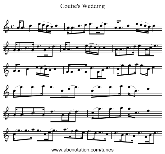 Coutie's Wedding - staff notation