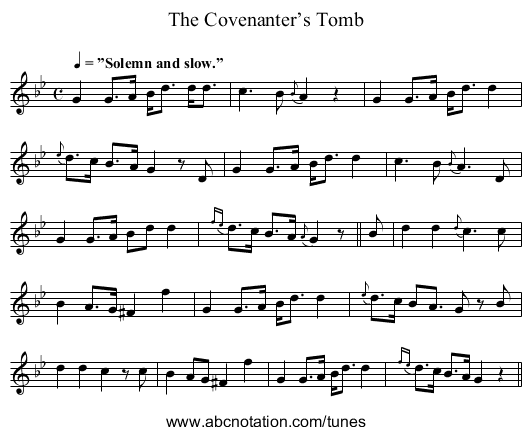 Covenanter’s Tomb, The - staff notation