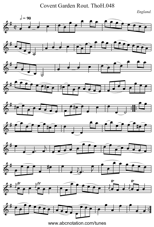 Covent Garden Rout. ThoH.048 - staff notation