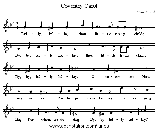 Coventry Carol - staff notation