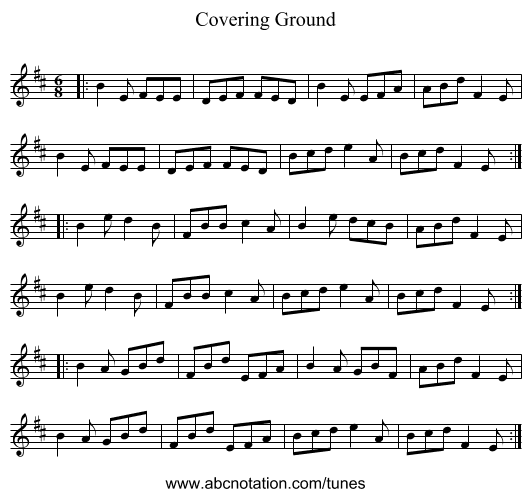 Covering Ground - staff notation