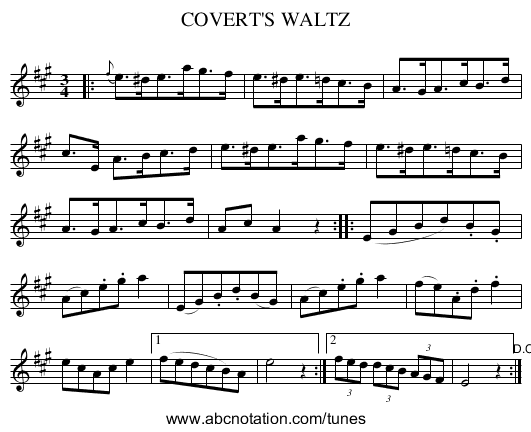 COVERT'S WALTZ - staff notation