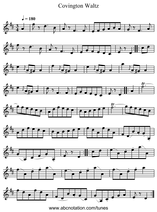 Covington Waltz - staff notation