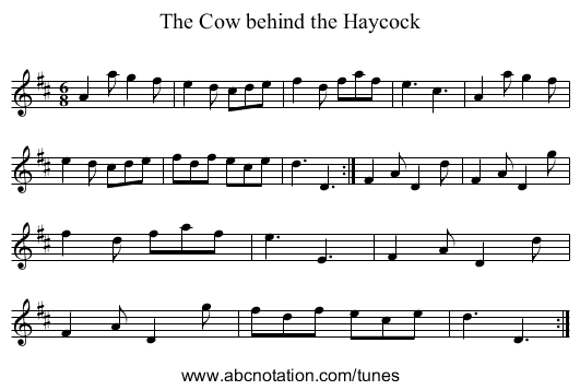 Cow behind the Haycock, The - staff notation