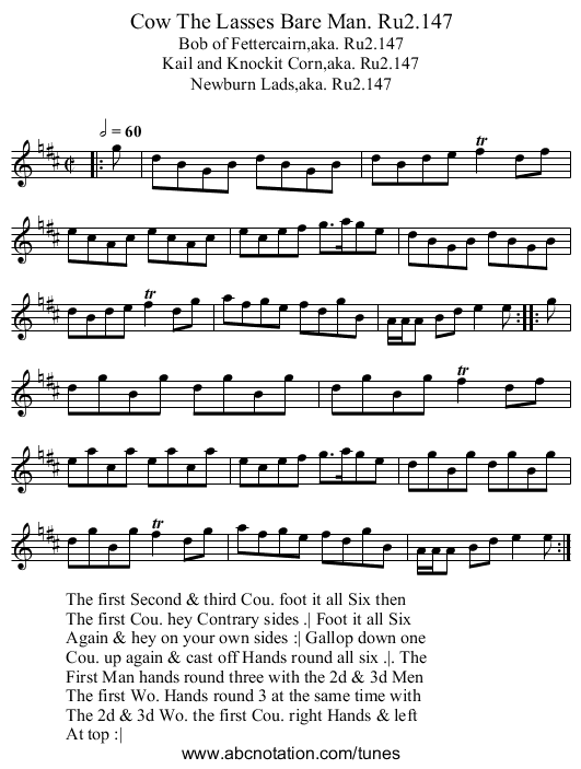 Cow The Lasses Bare Man. Ru2.147 - staff notation