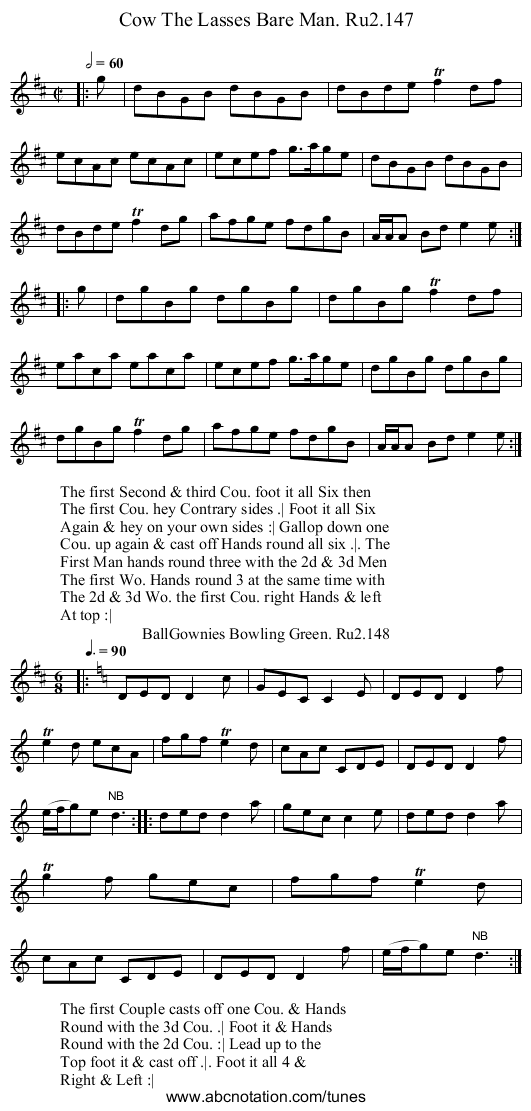 Cow The Lasses Bare Man. Ru2.147 - staff notation