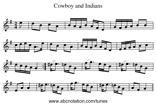 Cowboy and Indians - staff notation