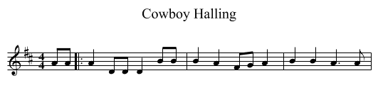 Cowboy Halling - staff notation