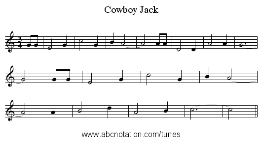 Cowboy Jack - staff notation