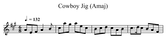 Cowboy Jig (Amaj) - staff notation