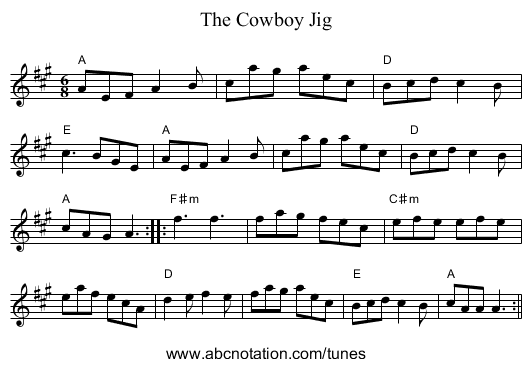 Cowboy Jig, The - staff notation