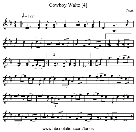 Cowboy Waltz [4] - staff notation