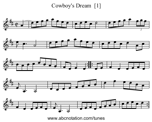 Cowboy's Dream  [1] - staff notation