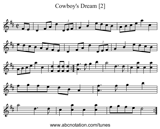 Cowboy's Dream [2] - staff notation