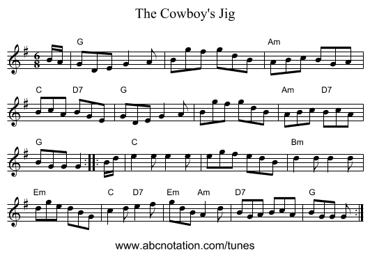 Cowboy's Jig, The - staff notation