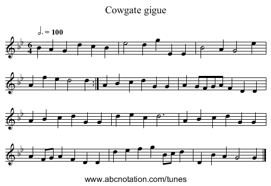 Cowgate gigue - staff notation