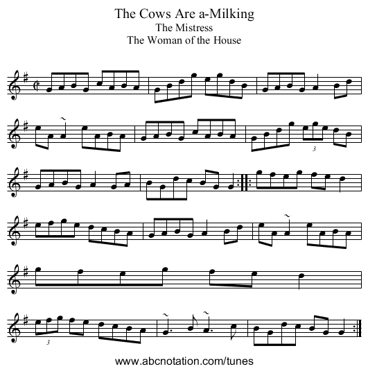 Cows Are a-Milking, The - staff notation