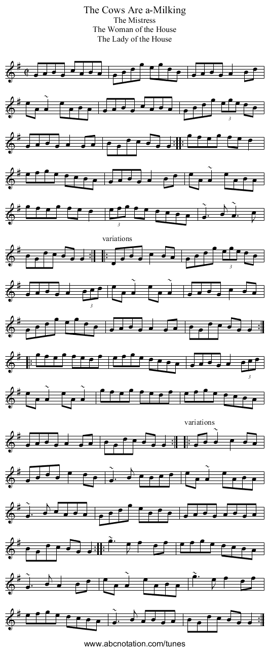 Cows Are a-Milking, The - staff notation