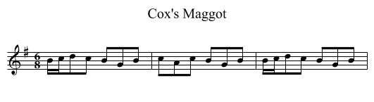 Cox's Maggot - staff notation