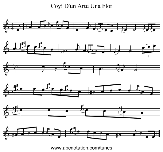 Coyí D'un Artu Una Flor - staff notation