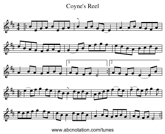 Coyne's Reel - staff notation