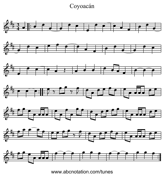 Coyoacán - staff notation