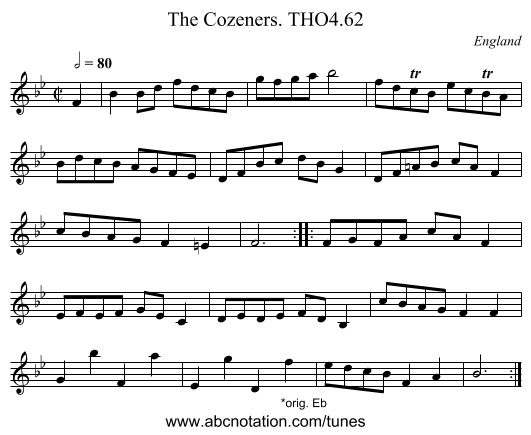 Cozeners. THO4.62, The - staff notation