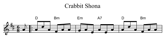 Crabbit Shona - staff notation