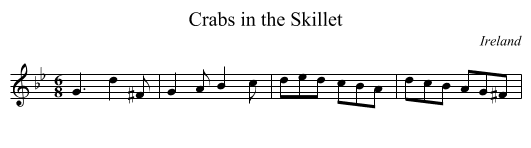 Crabs in the Skillet - staff notation