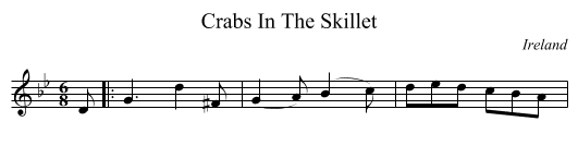 Crabs In The Skillet - staff notation