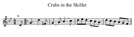 Crabs in the Skillet - staff notation