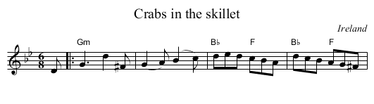 Crabs in the skillet - staff notation