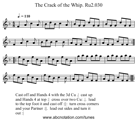 Crack of the Whip. Ru2.030, The - staff notation
