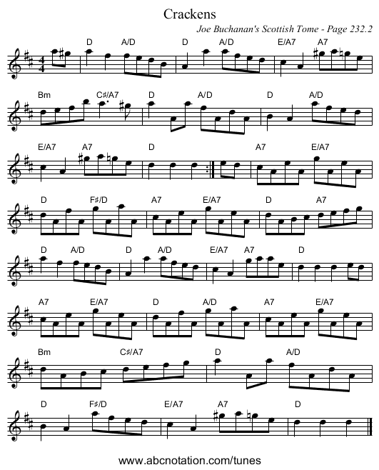 Crackens - staff notation