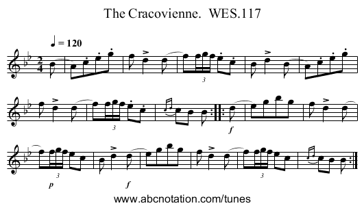 Cracovienne.  WES.117, The - staff notation
