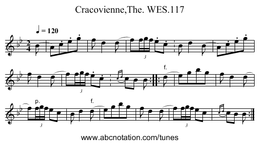 Cracovienne,The. WES.117 - staff notation