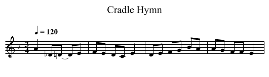 Cradle Hymn - staff notation