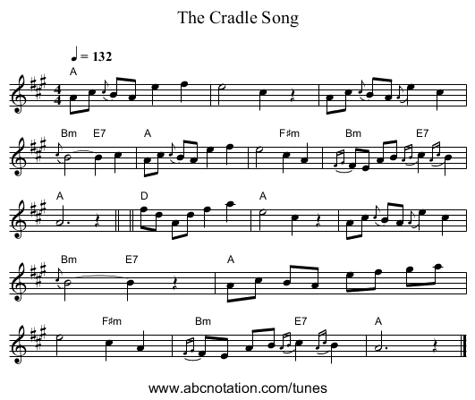 Cradle Song, The - staff notation