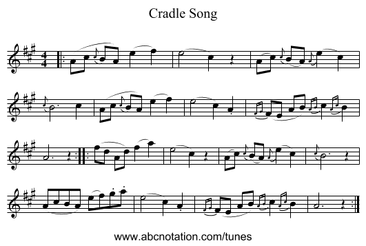 Cradle Song - staff notation