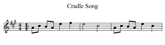 Cradle Song - staff notation