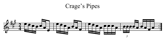 Crage’s Pipes - staff notation