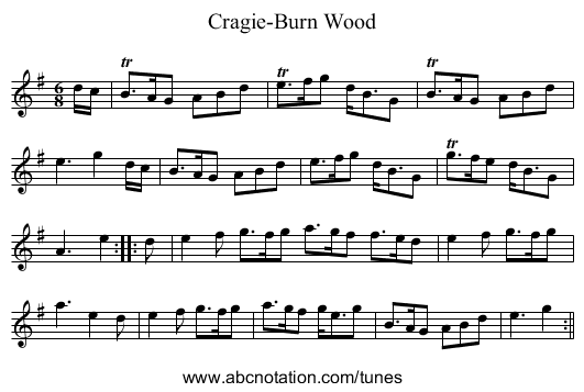 Cragie-Burn Wood - staff notation