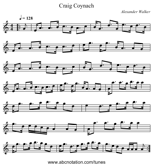 Craig Coynach - staff notation