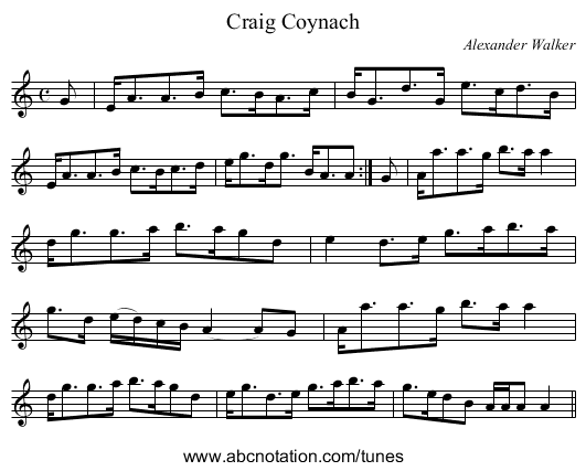 Craig Coynach - staff notation